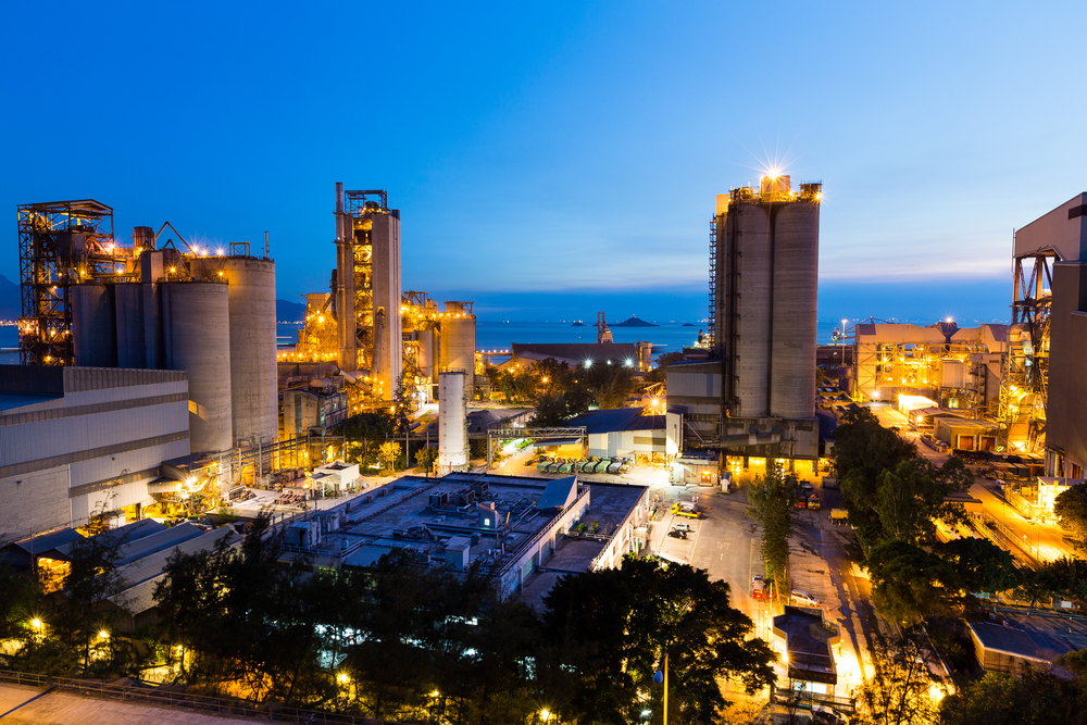 Cement Plant and power sation during sunset Cement Plant and power sation during sunset